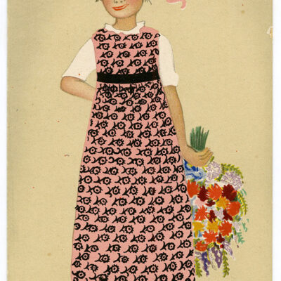 Abb. 1 Mela Koehler, WW-Postkarte Nr. 307 Mädchen mit Blumenstrauß, 1910 © MAK