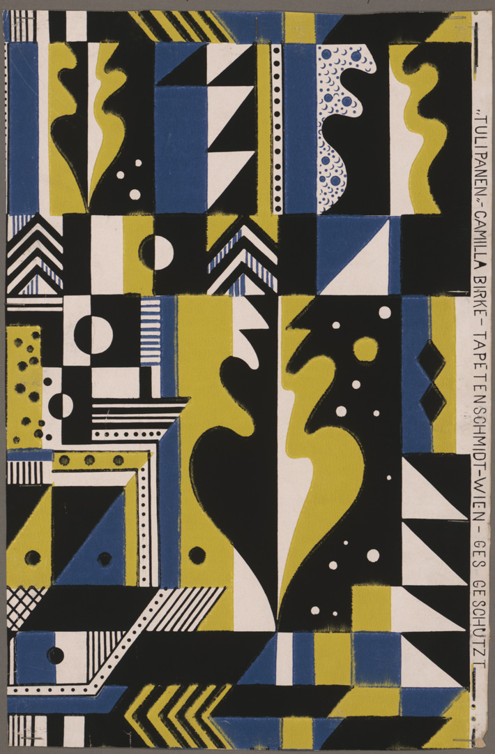 Camilla Birke, Tapete „Tulipanen“ für die Wiener Firma Max Schmidt, gezeigt in Paris 1925; Modeldruck. © MAK