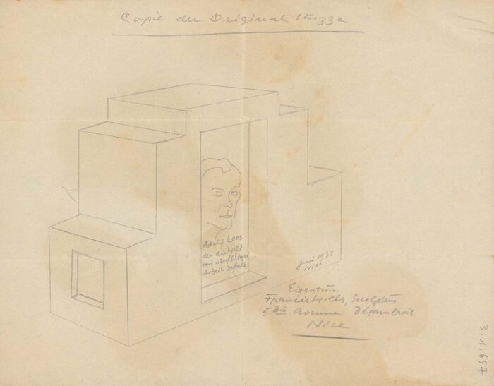 Francis Wills, Entwurf für den Grabstein von Adolf Loos, Variante II, 1931