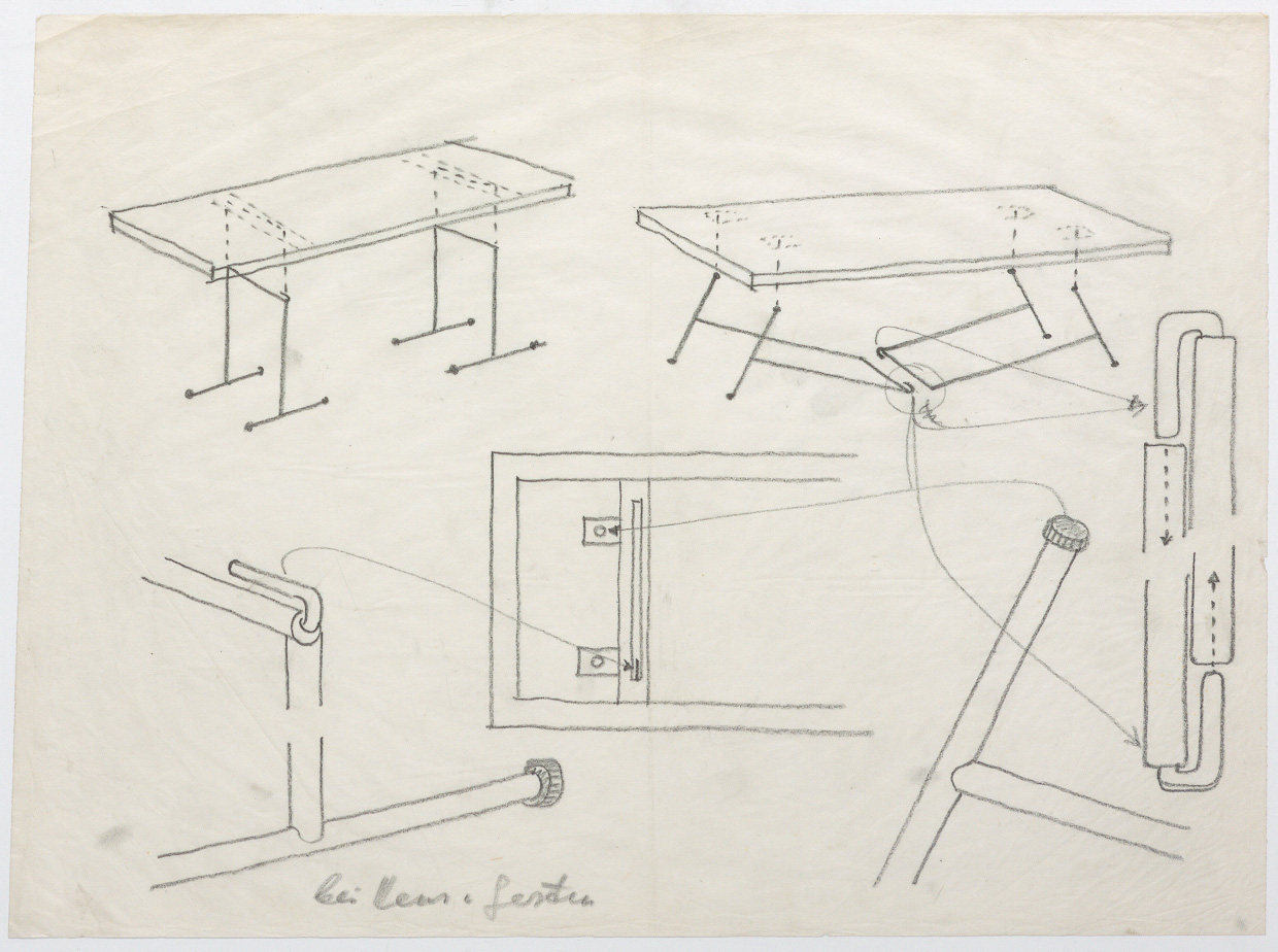 Skizze Höhenverstellbarer Tisch L.P. 2 für Haus & Garten, 1953−1958 © MAK