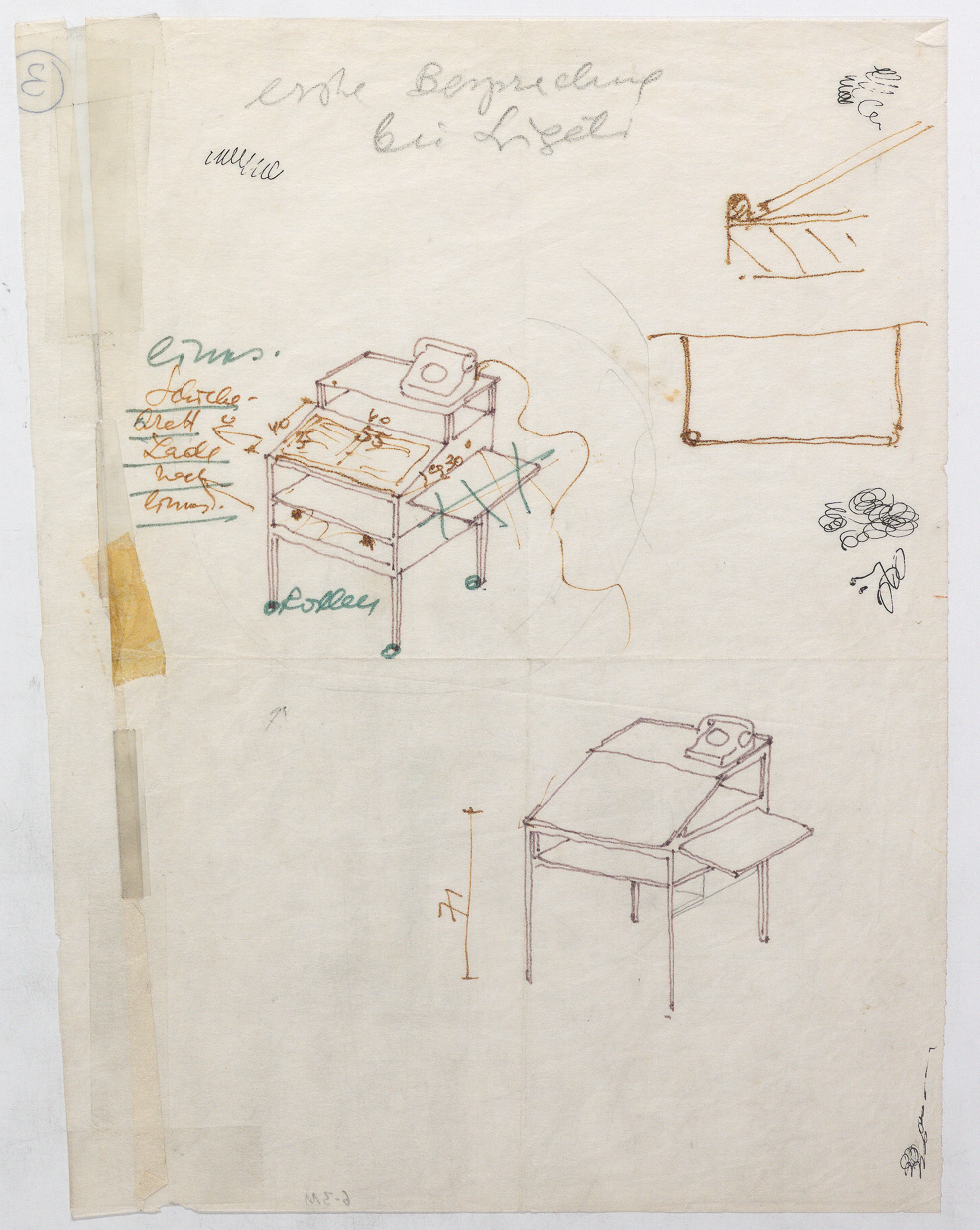 Skizzen und Details des Komponierpults für György Ligeti, 1980 © MAK