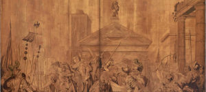 David Roentgen, Marketerietafeln "Die römischen Frauen ringen mit den Sabinern um den Frieden", 1779 © MAK/Georg Mayer