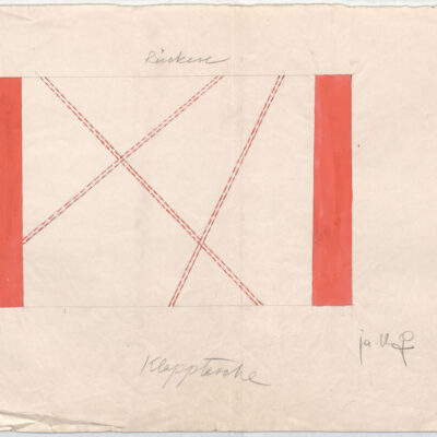 Mathilde Flögl Entwurf für eine Klapptasche Wien, 1928/29 Papier, Bleistift, Gouache KI 11773-6 Wiener-Werkstätte-Archiv